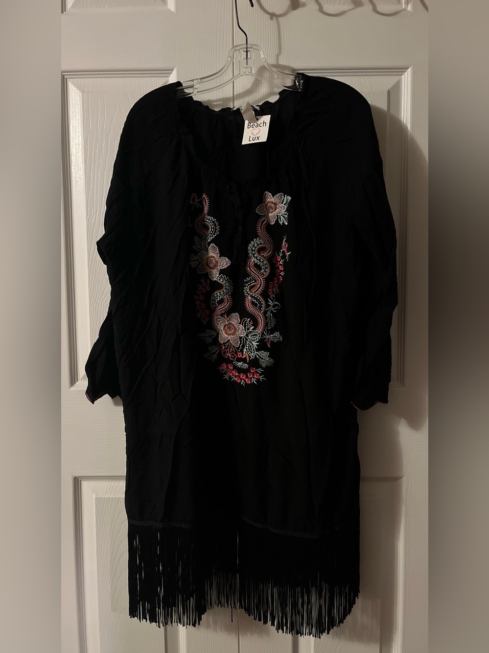 Lux Black Tunic with Multicolor Floral Embroidery